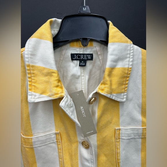 J. Crew Denim chore jacket in stripe Yellow  White Striped, trendy and sold out - Picture 2 of 8